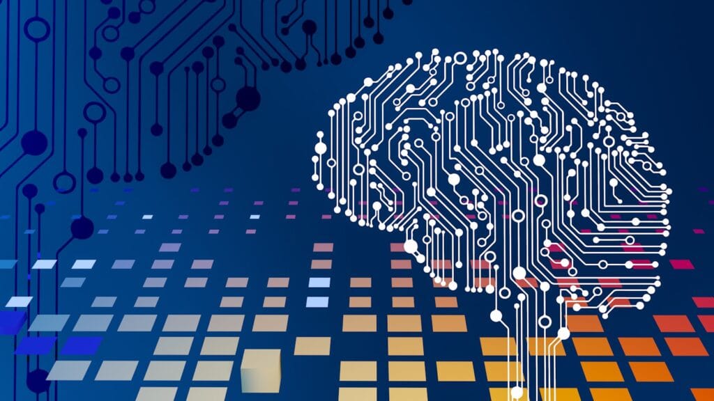 Inteligência Artificial no Recursos Humanos a computer circuit board with a brain on it