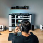 Vagas Remotas na BMC Hyundai Cozy and organized home office workspace featuring a desktop computer, headphones, and creative decor.