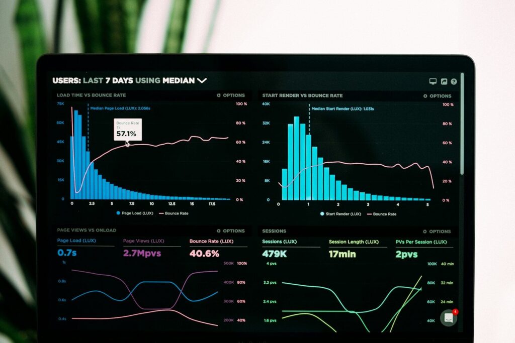 Remotas para Analista de Dados, salário até R$ 10.400! graphs of performance analytics on a laptop screen