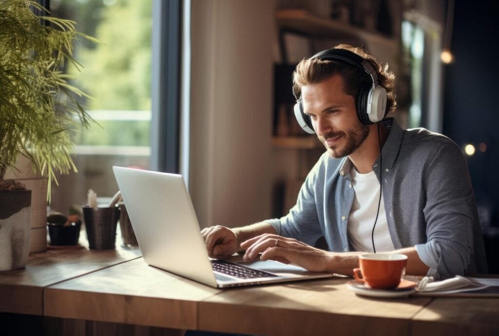 Assistente Tributário e mais vagas home office ai generated, businessman, laptop, business, computer, office, working, people, desk, sitting, manager, smile, internet, work, technology, worker, person, notebook, home, professional, job