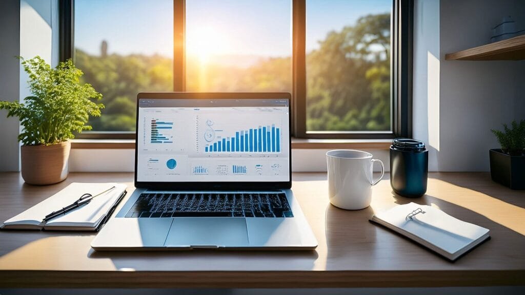 Remotas com até R$ 1.200 de VA/VR na Localiza Laptop with charts on a desk by a sunny window